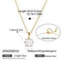 Collana in acciaio inossidabile placcato oro 18 carati con pendente in zirconia cubica tonda - Stile pendente in zircone rotondo singolo oro (JDN0308018) / Oro