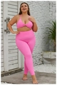 Ensemble de yoga grande taille rose vif deux pièces avec brassière et leggings - 12/L / Haut Et Bas / Rose Barbie