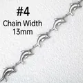Macro view of 13mm stainless steel dolphin shaped chain link with polished silver finish - 4# Dolphin Shape (13mm Width)