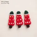Set of 3 handmade wool felt Christmas tree hanging ornaments in red, green and brown colors - No.19 Pack of 3-Polka Dot Christmas Tree