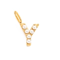 Gold-plated stainless steel letter Y pendant charm with white inlaid pearls - Letter Y / Rose Gold
