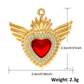 Detailed view showing dimensions 2.4x2.3cm and 2.3g weight of the winged heart pendant - A0043 Crown Wings Heart