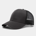 Casquette trucker noire classique avec dos en maille respirante et visière courbée - Réglable / Gris Foncé Avec Maille Noire