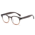 Lunettes rondes rétro dégradées avec clous en flèche et monture orange transparente - Haut Noir Milieu Lait Bas Thé Anti-Lumière Bleue (C5)