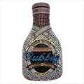 Bolso de fiesta con forma de botella de champán con pedrería y letras Bubbly - Negro Iridiscente