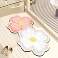 Floral bath mats in pink and white with oil painting texture and anti-slip backing - Large Pink And White Flowers / 30*40cm [standard Diatomaceous Earth Wall]