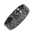Bracciale magnetico da uomo in acciaio al titanio con maglie nere a motivo esagonale - Nero