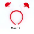 Festive Santa Claus headband with red plush fabric and spring-mounted felt figures - TK01-1 (Spring Headband Series: Santa)