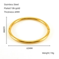 Bracciale rigido minimalista in acciaio inox placcato oro 18K diametro 65mm - Stile Tondo Liscio Oro (ZB1300G)
