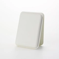 White faux leather MagSafe wallet and magnetic phone stand for iPhone 16 in upright position - White / OPP Bag