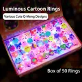 Pack of 50 pieces LED glowing cartoon rings with colorful flashing lights for kids party - Glow Rings