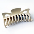 Matte beige 12cm bow-shaped large hair claw clip for elegant styling - Light Gray