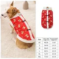 Size chart for red Chinese style quilted pet vest with white faux fur and frog buttons - S / Corgi Print Tang Suit