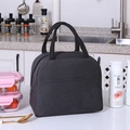 Dark gray insulated lunch bag with oxford fabric exterior and sturdy double handles - Black Simple Insulated