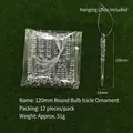 Set of 12 clear round bulged icicle ornaments 120mm with silver hanging ropes - Round Bulge Ice Cone / 120mm