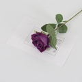 Realistic purple velvet rose flower with green leaves for home and wedding decor - Small Velvet Purple