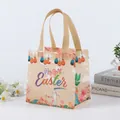 Reusable non-woven Easter gift bag with Happy Easter print and rabbit egg motifs - CBD02-Horizontal / 21x20x15cm
