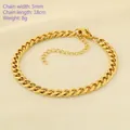 5mm 18K gold-plated stainless steel curb chain bracelet with lobster clasp and extension - 6-Sided Curb Chain