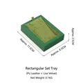Green PU leather and velvet jewelry display tray for rings and necklaces 11.5x8.5cm - Rectangular Set Tray