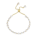 Bracelet en perles de culture baroques avec perles dorées et fermoir ajustable - Bracelet en Perles Réglable à Tirer Doré (GPB09)