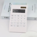 White 12-digit desktop calculator with crystal buttons and solar power panel - Standard White Calculator (Single)