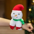 Niedliches Schneemann Plüsch Schnapparmband mit rotem Weihnachtshut und grünem Schal - 25cm / Schneemann