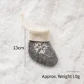 Mini grey wool felt Christmas stocking with snowflake embroidery and white trim, 13cm - Grey Large Snowflake
