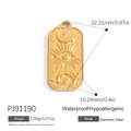 18k gold plated stainless steel sun and moon pendant with waterproof finish - Gold Celestial Rectangle Style (PJ91190)