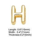 Detail view of gold-plated letter H charm with precise dimensions in millimeters - Letter H