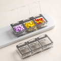 Three-compartment portable transparent pill organizer with grey silicone seal ring - 366 Clear 3-Grid