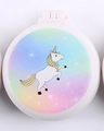 Portable white folding hair brush with mirror and cute cartoon unicorn pattern - Pony