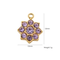 14K gold stainless steel star pendant with purple faceted stones 10mm x 12mm size - 21 Purple Gem Flower