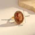 Vintage gold cocktail ring with oval amber gemstone and sparkling pavé accents - K-0890 Zultanite Oval Ring