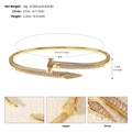 Gold nail bracelet with zircon inlay, 17cm circumference, minimalist open design in copper - Full Zircon Nail (BS-J5508G) / Gold