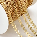 2M 18K vergulde roestvrijstalen V-vormige bladketting voor DIY sieraden maken - Goud Vliegtuig (1 Meter)