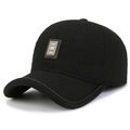Gorra de béisbol de invierno negra para hombre con orejeras y adorno metálico - Ajustable / Negro