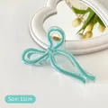 Elegant mint green bow hair claw clip in 11cm jelly acrylic for women's hair styling - Aqua Green