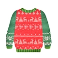 Classic red and green knitted Christmas sweater with reindeer and snowflake patterns - Red and Green Reindeer Christmas Sweater Napkins