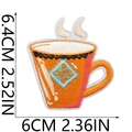Detailed size view of orange Diwali cup embroidery patch measuring 6.4cm by 6cm - Orange Geometric Cup Style (No. 9)