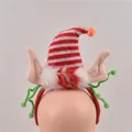 Christmas elf headband with red striped hat, white faux fur and pointed elf ears - Style 11-Christmas Elf Hat Headband