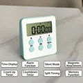 Mint green magnetic visual digital timer with LCD display and multi-function buttons - Alarm Style / Cyan