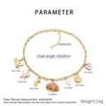 Technical view showing 18K gold plated stainless steel sea charms with detailed dimensions - Starfish Conch Shell Style (KN293088-SXSJ)