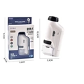 White portable handheld optical microscope for kids with packaging box and dimensions - Chinese Packaging / White