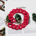 Matte rose red acrylic chunky chain strap with gold lobster clasps on magazine - 45cm / Watermelon red