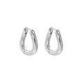 Minimalist S925 sterling silver U-shaped hoop earrings with irregular line design - 10mm / White Gold