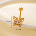 Gold butterfly belly ring with zircon wing inlay and marquise center stone decoration - Style 6-Butterfly / Gold