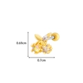 Gold leaf floral and crescent moon ear stud with iridescent crystals and ball screw back - Flower Style (6#) / Gold Yellow