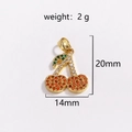 Ciondolo a ciliegia dorata con zirconi arancio e verdi incluse dimensioni e peso - Stile Ciliegia Arancione Pavé Dorato(08)