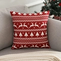 Fodera per cuscino natalizio con renne e fiocchi di neve su un divano grigio - TQR73-1 Rosso Bianco Renna Fiocco di Neve