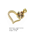 Macro detail of copper zircon heart pendant showing dimensions 23x22.5mm and 2.13g weight - Flower Heart-Gold (Pendant Only)